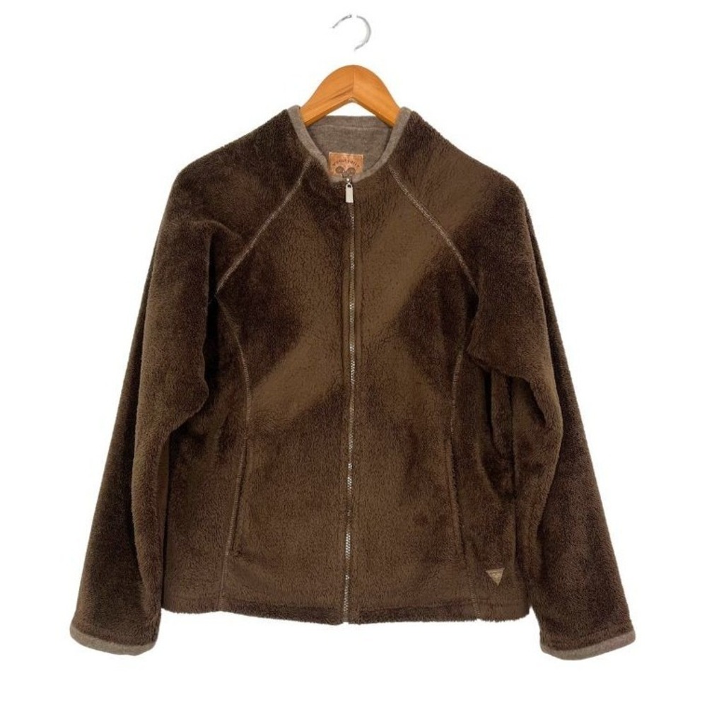 Wooly Bully Brown Fleece Jacket Full Zip‎ Up Soft Cozy Sz M Women's Outwear
